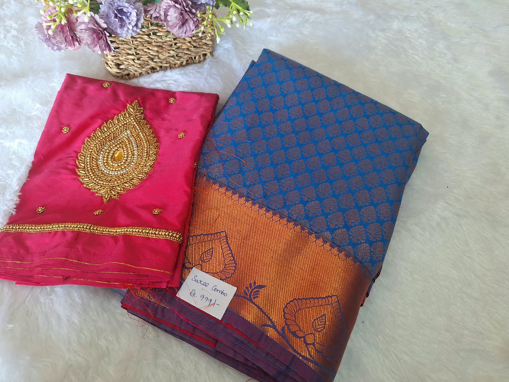 Saree with aari blouse