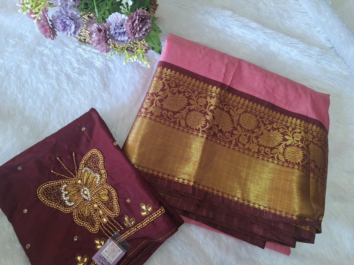Chanderi saree with aari blouse