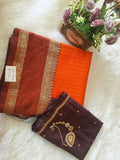 Soft silk saree with aari work blouse