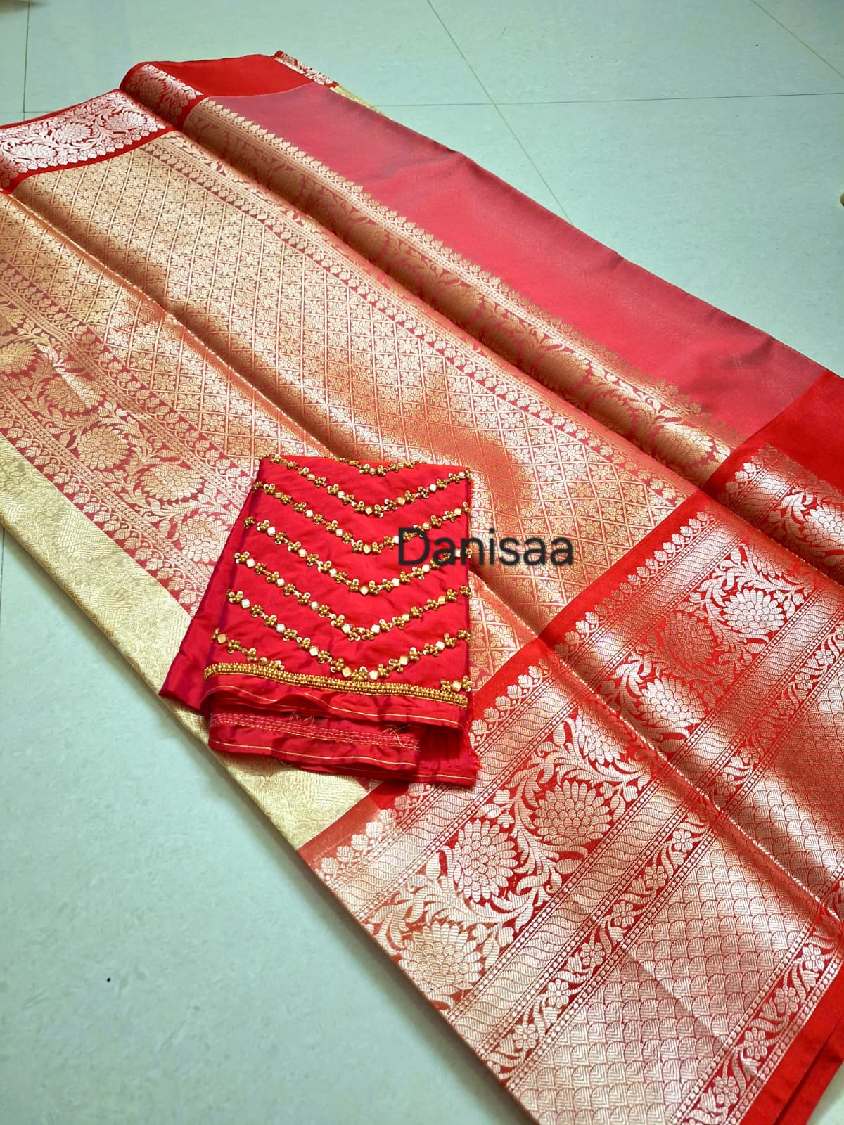Saree+Aari blouse combo
