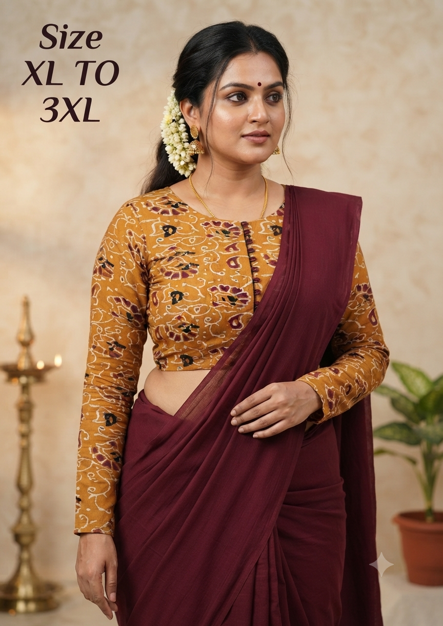 Streachable Kalamkari Full sleeves Blouse