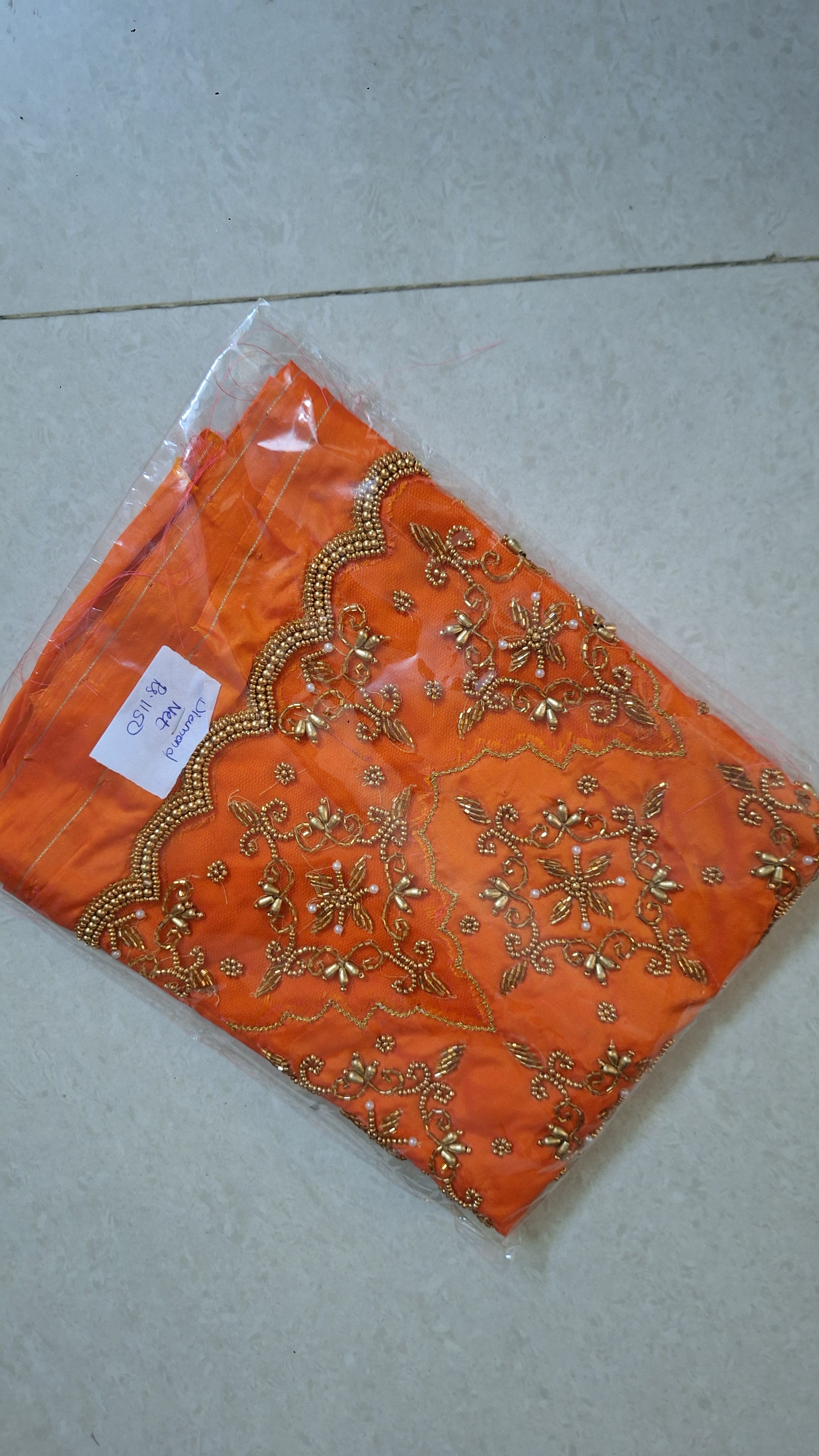 Bridal Netted Aari Blouse – Minimal Net Design on Sleeves & Back Neck