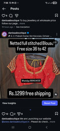 Red Netted Ready Made blouse