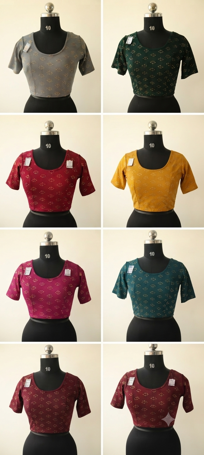 Grey colour foil Printed Stretchable Blouses