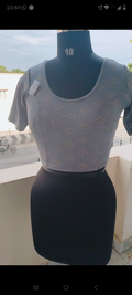 Grey colour foil Printed Stretchable Blouses