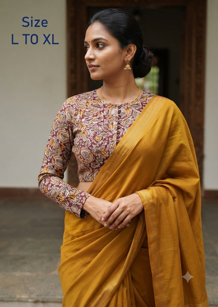 Streachable Kalamkari Full sleeves Blouse