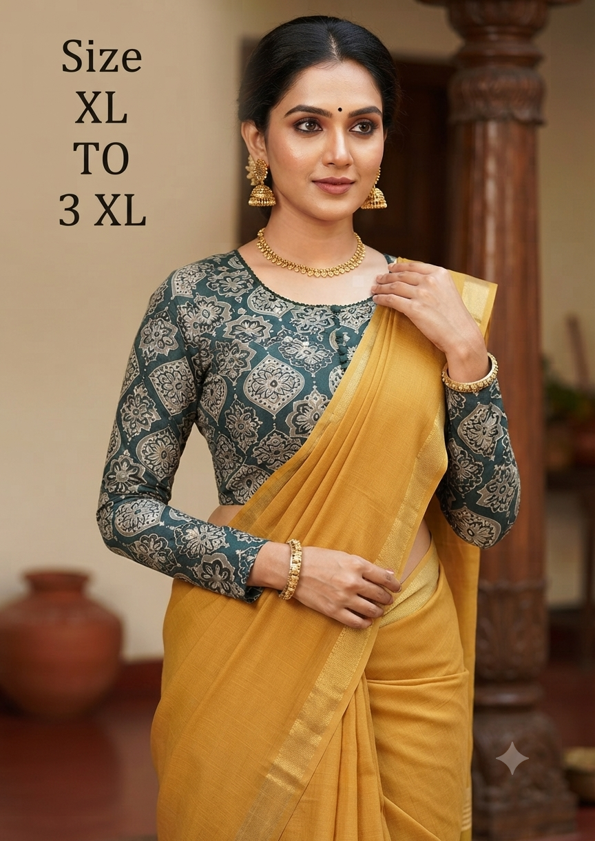 Streachable Kalamkari Full sleeves Blouse with Hook