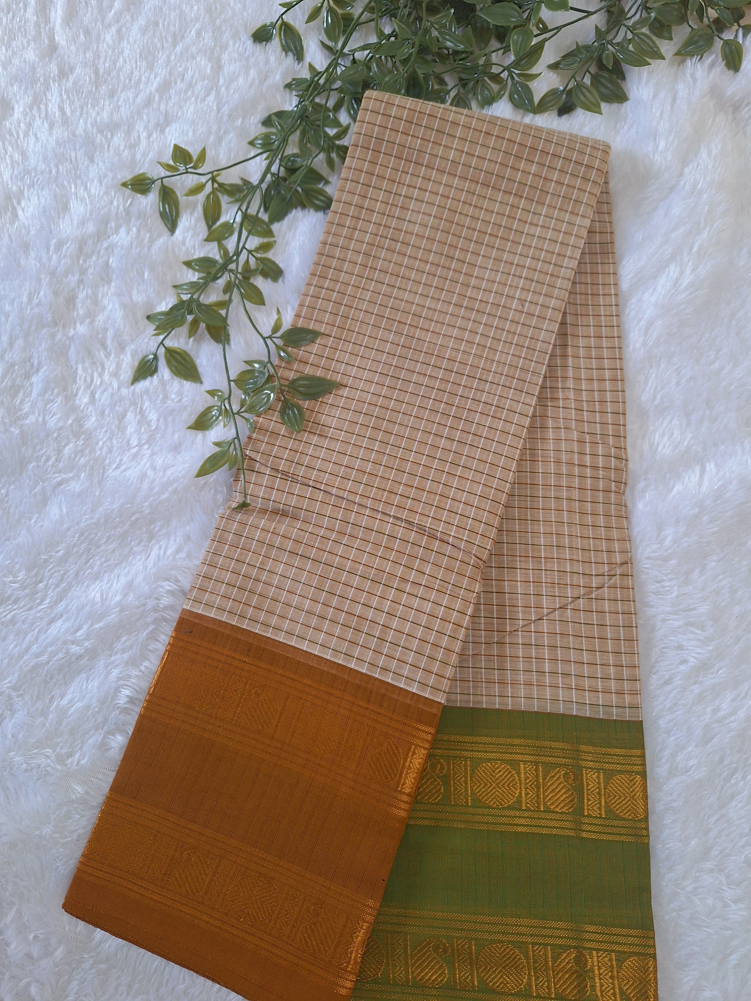 Chettinad checked cotton sarees with blouse