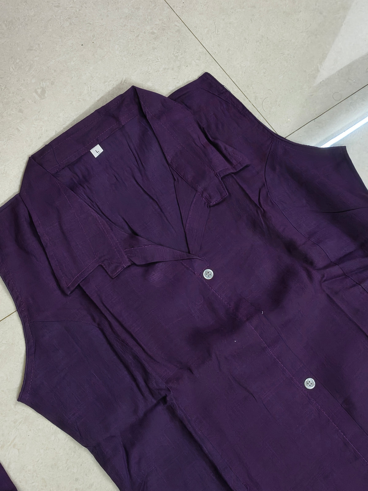 Rayon top and bottom with sleeves and pocket