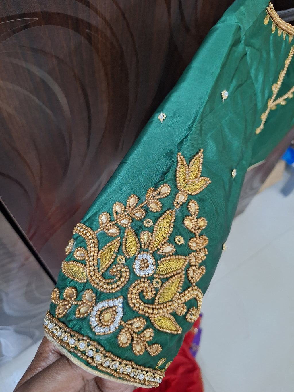 Bottle green Ready Made Blouse
