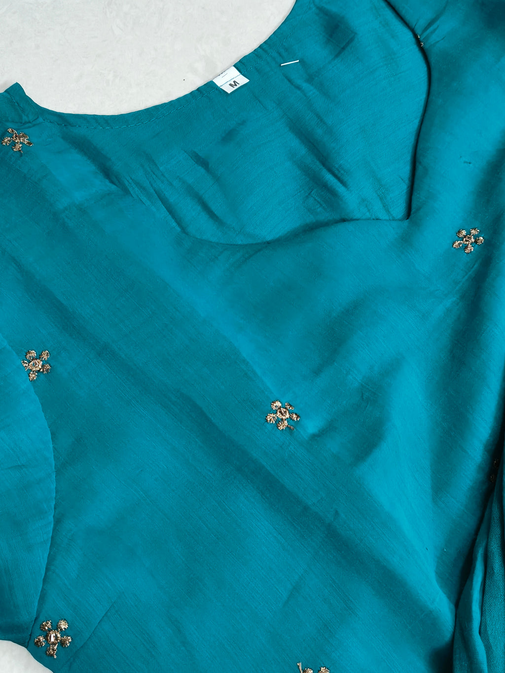 Mul Chanderi hand work top and Bottom (M Size)