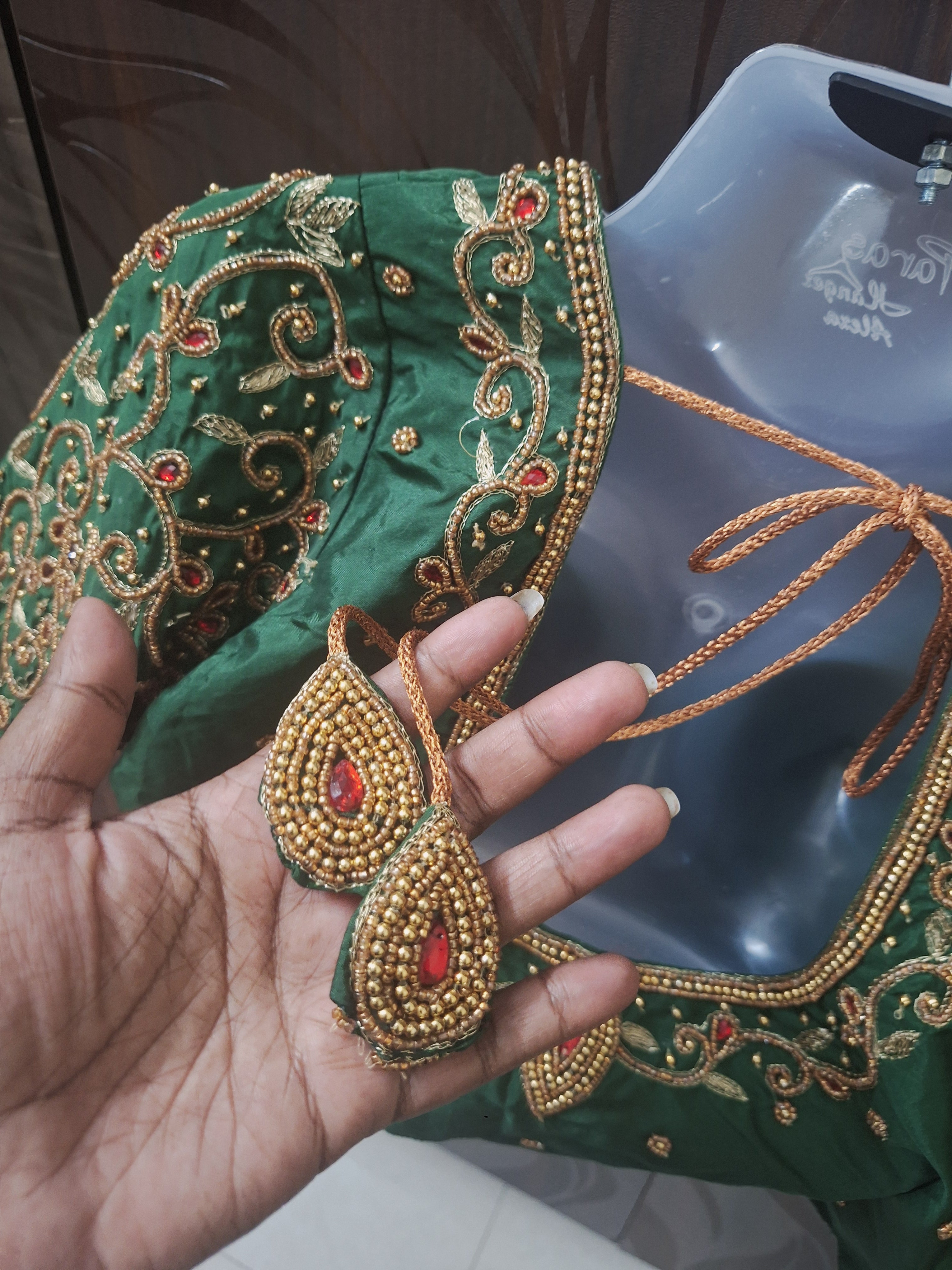 Bridal Stitched Aari Work Blouse – Hand Aari, Ready to Wear