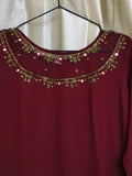 Jewel Neck A-Line Kurti Maroon