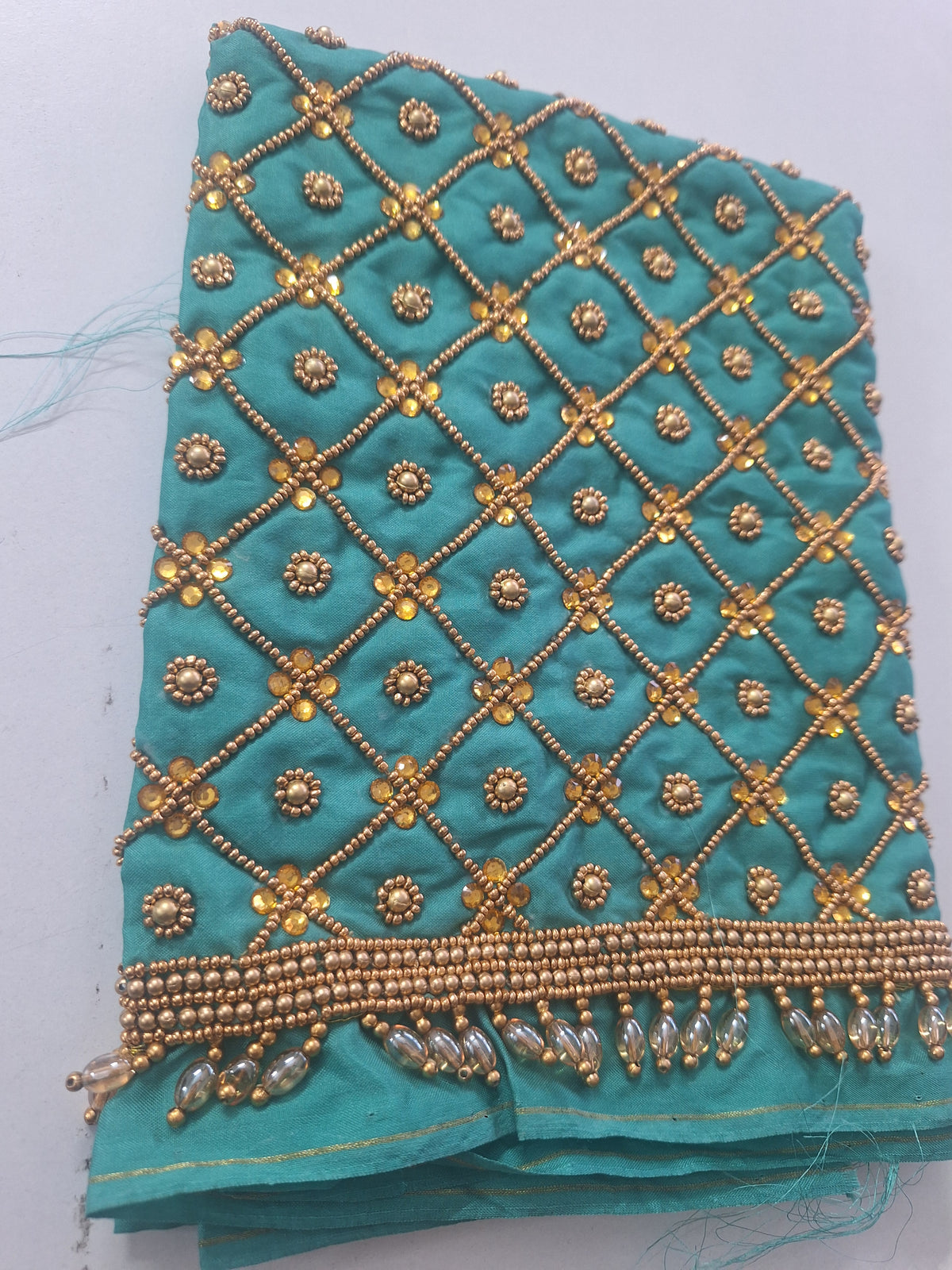 Checked aari work blouse
