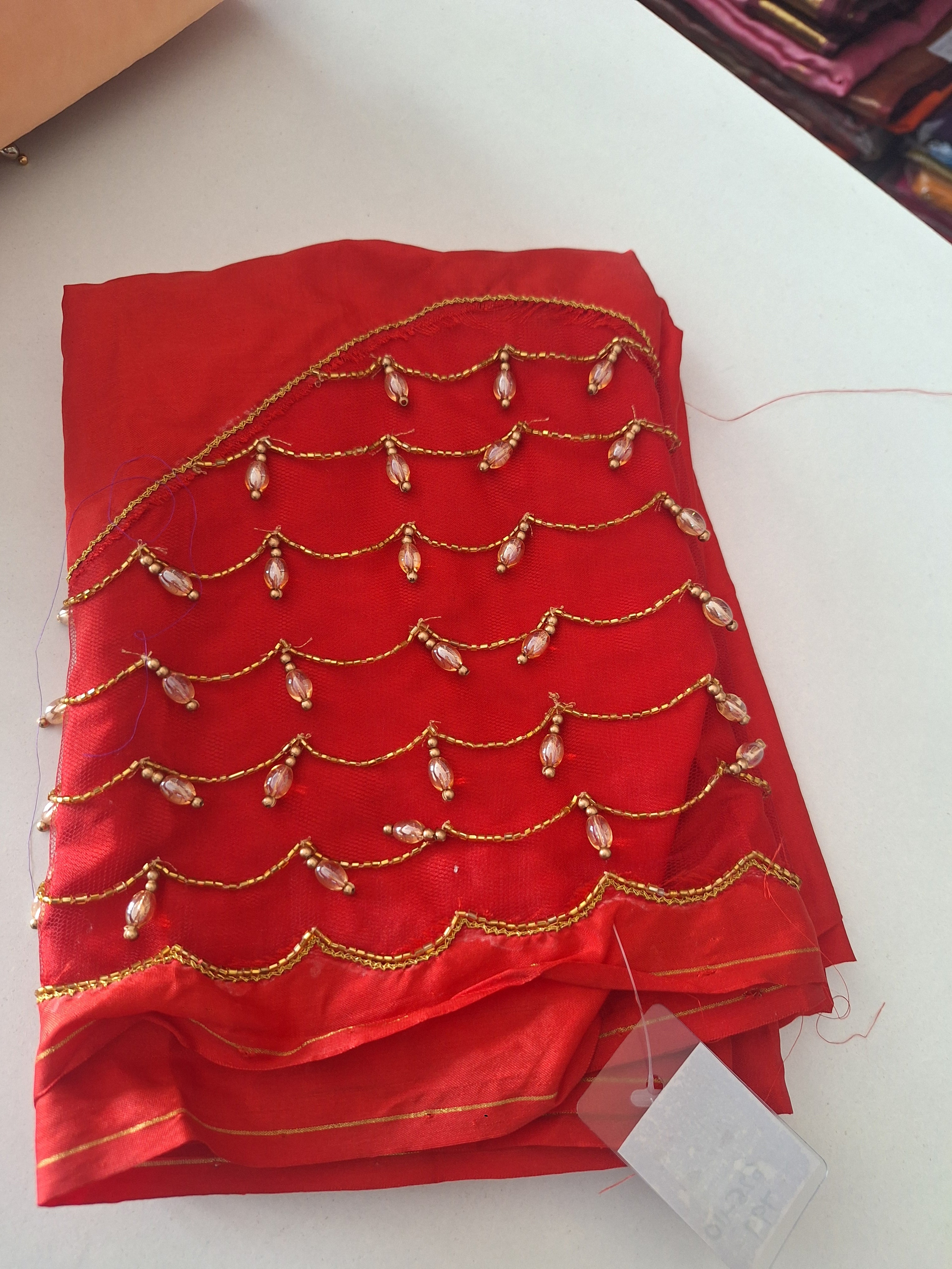 Half sleeve netted Aari work blouse